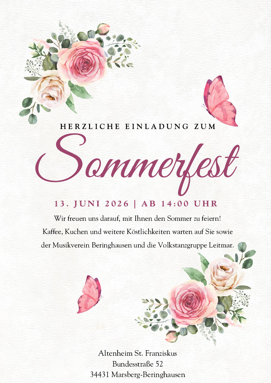 Einladung zum Sommerfest am 14. Juni 2026 ab 14 Uhr